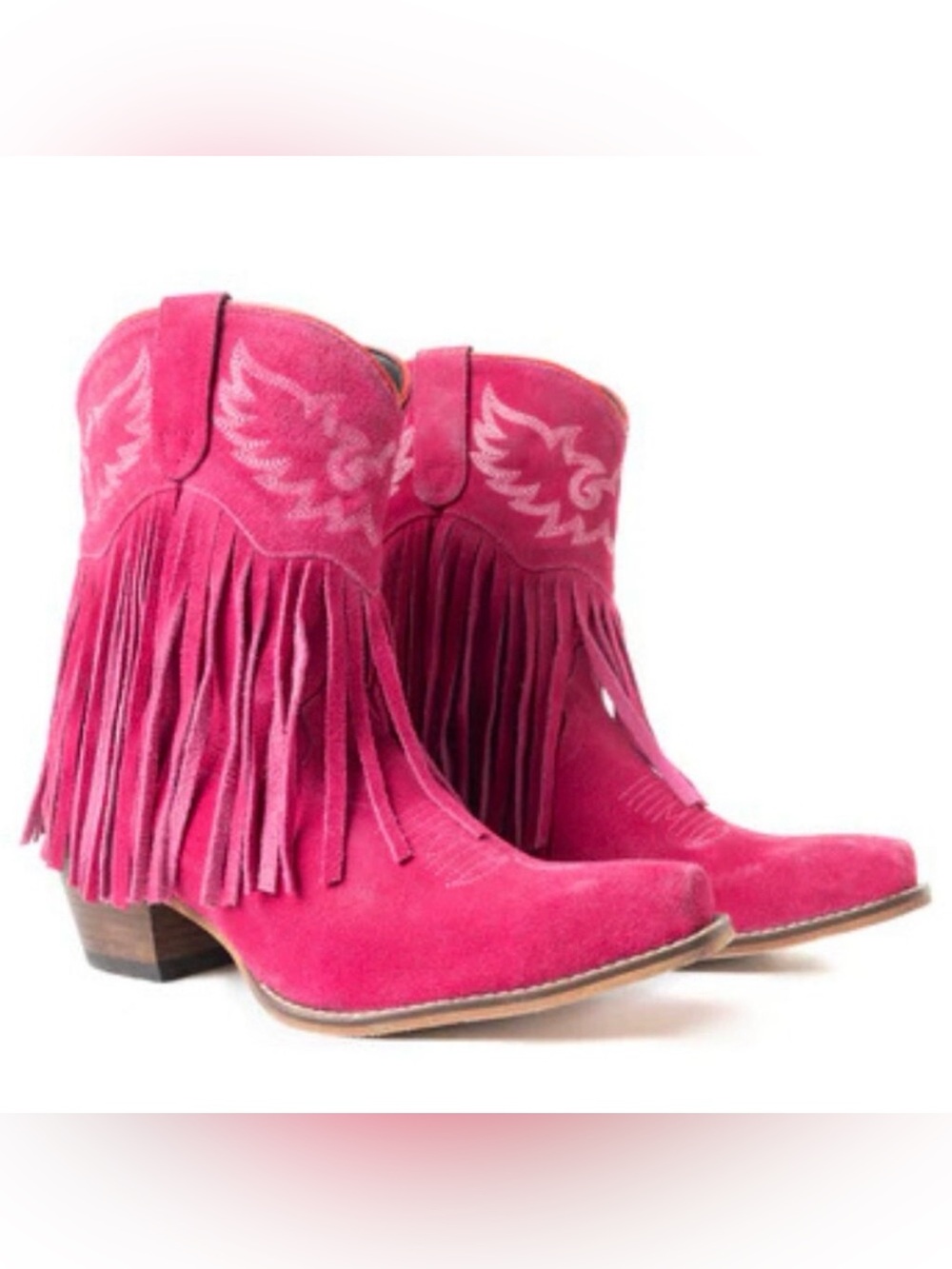 MYRA BAG Pink Rodeo Ride Fringed Suede Western Cowboy Boots worn 1 time.